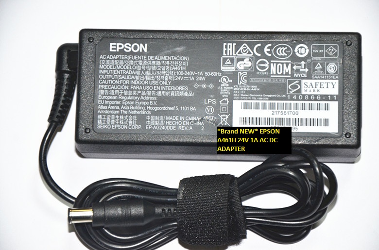 *Brand NEW* AC DC ADAPTER A461H EPSON AC100-240V 24V 1A 6.5*3.0